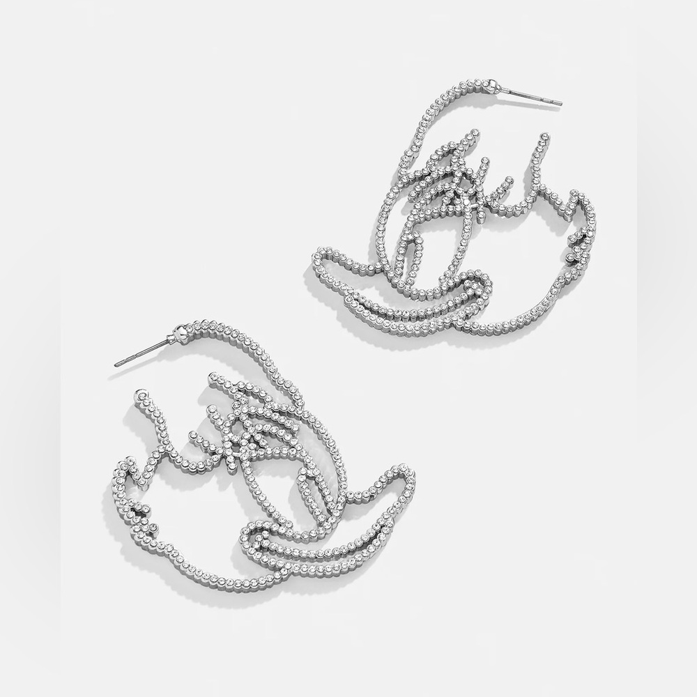 New Disney Daisy Duck Silver Rhinestone BaubleBar Outline Earrings